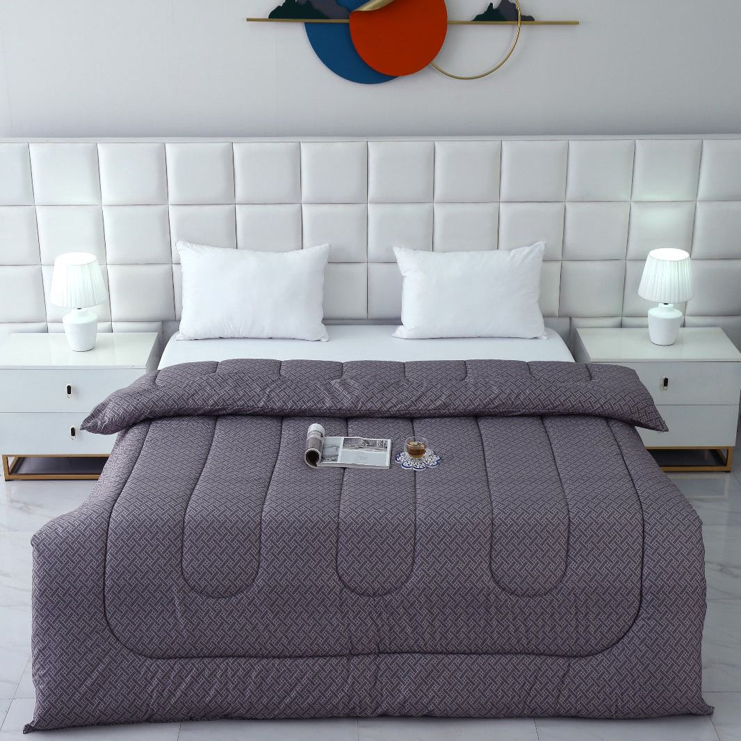 1 PC Double Winter Comforter-Plaid Comforters Apricot