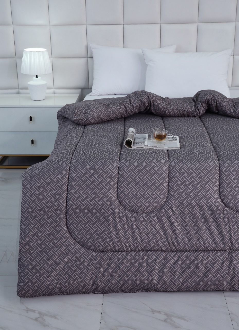 1 PC Double Winter Comforter-Plaid Comforters Apricot