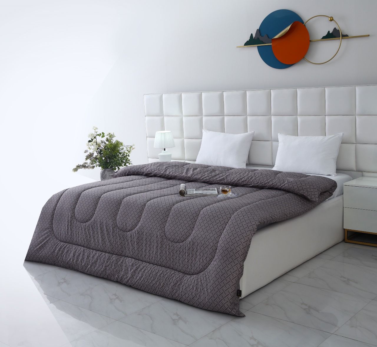 1 PC Double Winter Comforter-Plaid Comforters Apricot