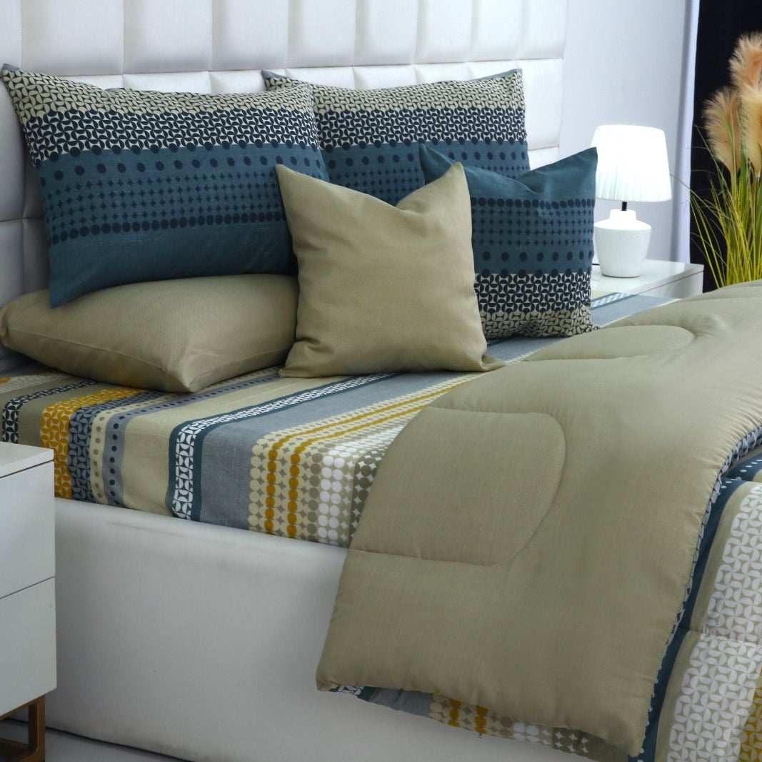 5 PCs Single Razai Set-Bohemian Comforters Apricot