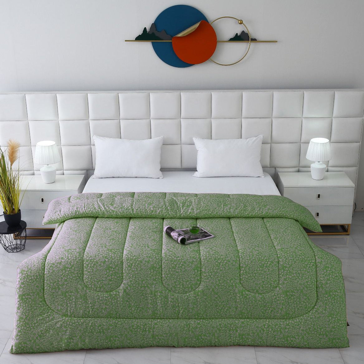 1 PC Single Comforter-Green Bloom Comforters Apricot