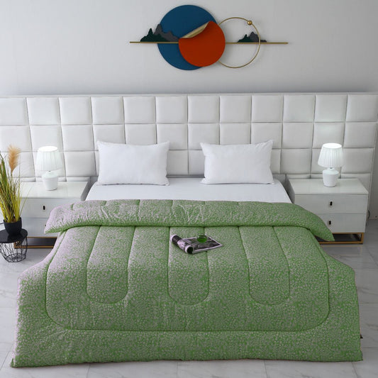 1 PC Double Winter Comforter-Green Bloom Comforters Apricot