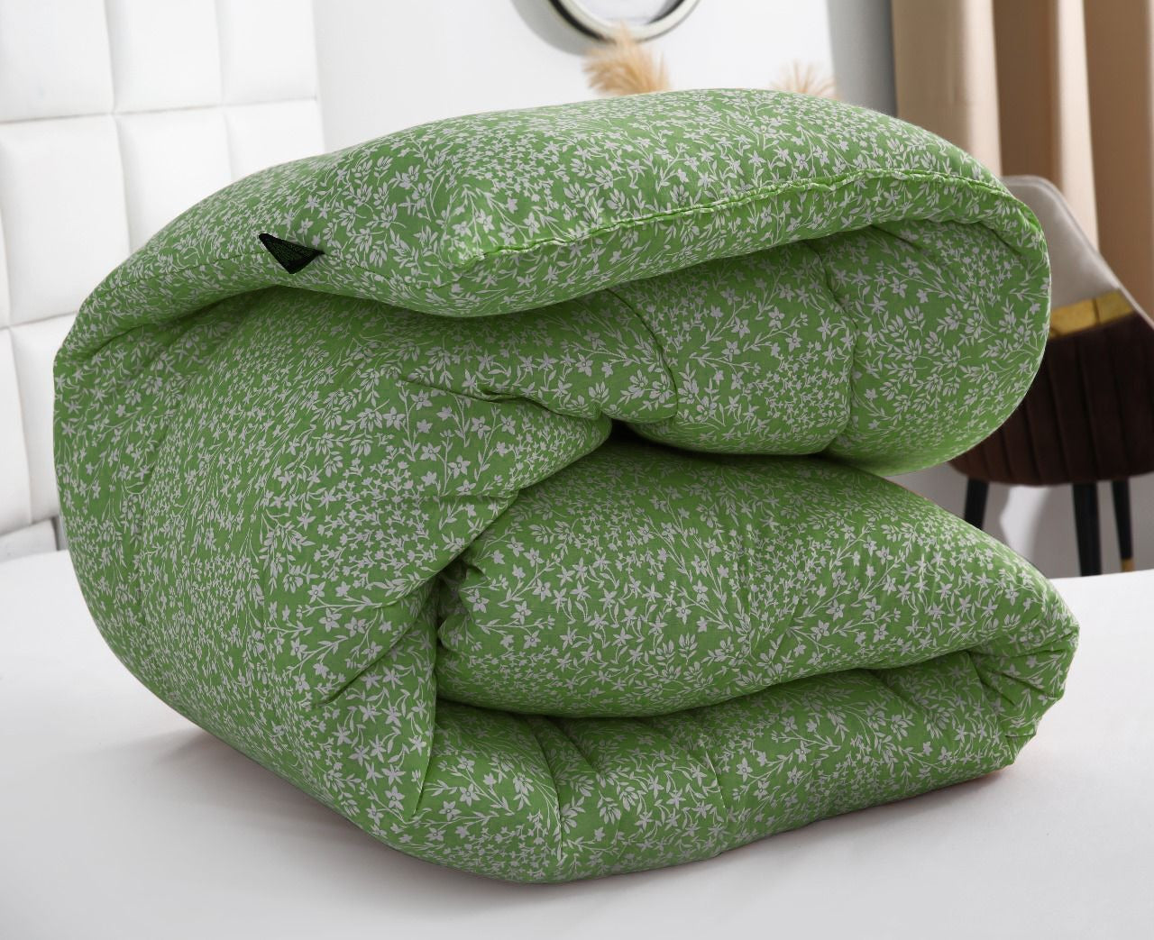 1 PC Single Comforter-Green Bloom Comforters Apricot