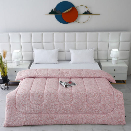 1 PC Double Winter Comforter-Pink Bloom Comforters Apricot