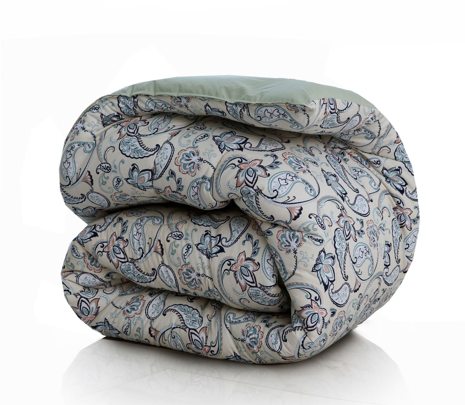 8 PCs Winter Comforter Set-Blue Paisley Comforters Apricot