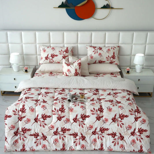 8 PCs Winter Comforter Set-Victorian Rose