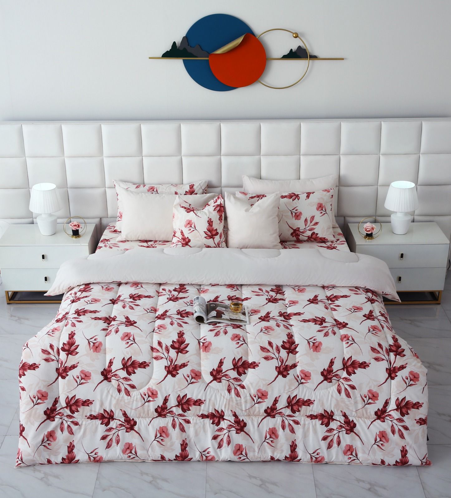 8 PCs Winter Comforter Set-Victorian Rose Comforters Apricot