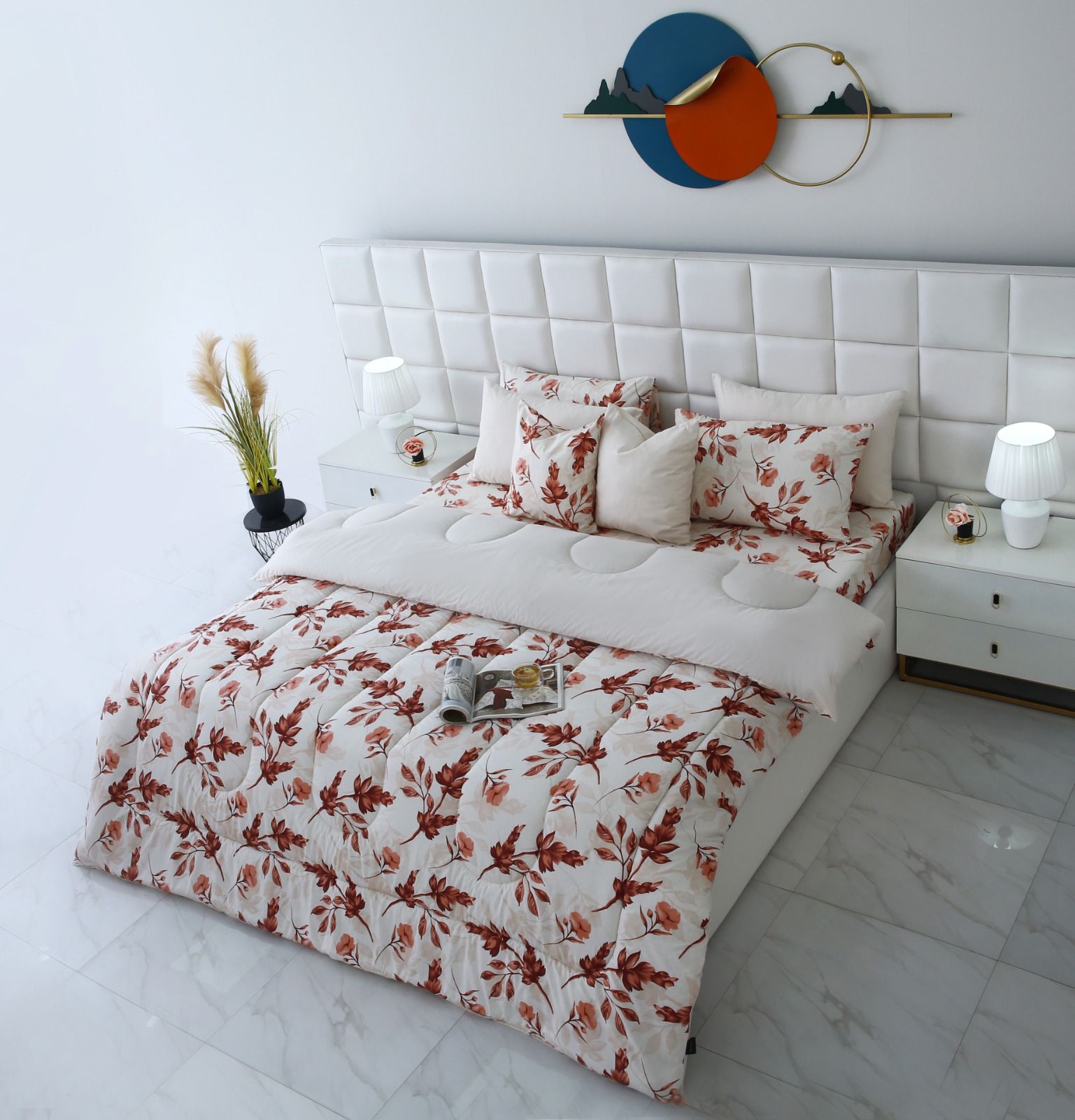 8 PCs Winter Comforter Set-Victorian Rose Comforters Apricot