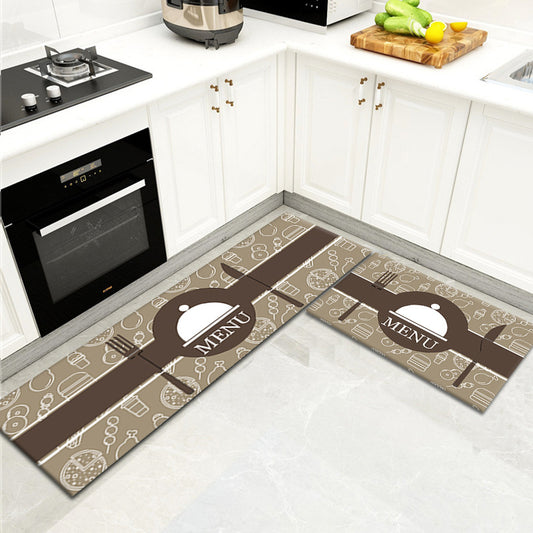 Anti slip Kitchen Floor Mat Set-Menu Rugs Apricot