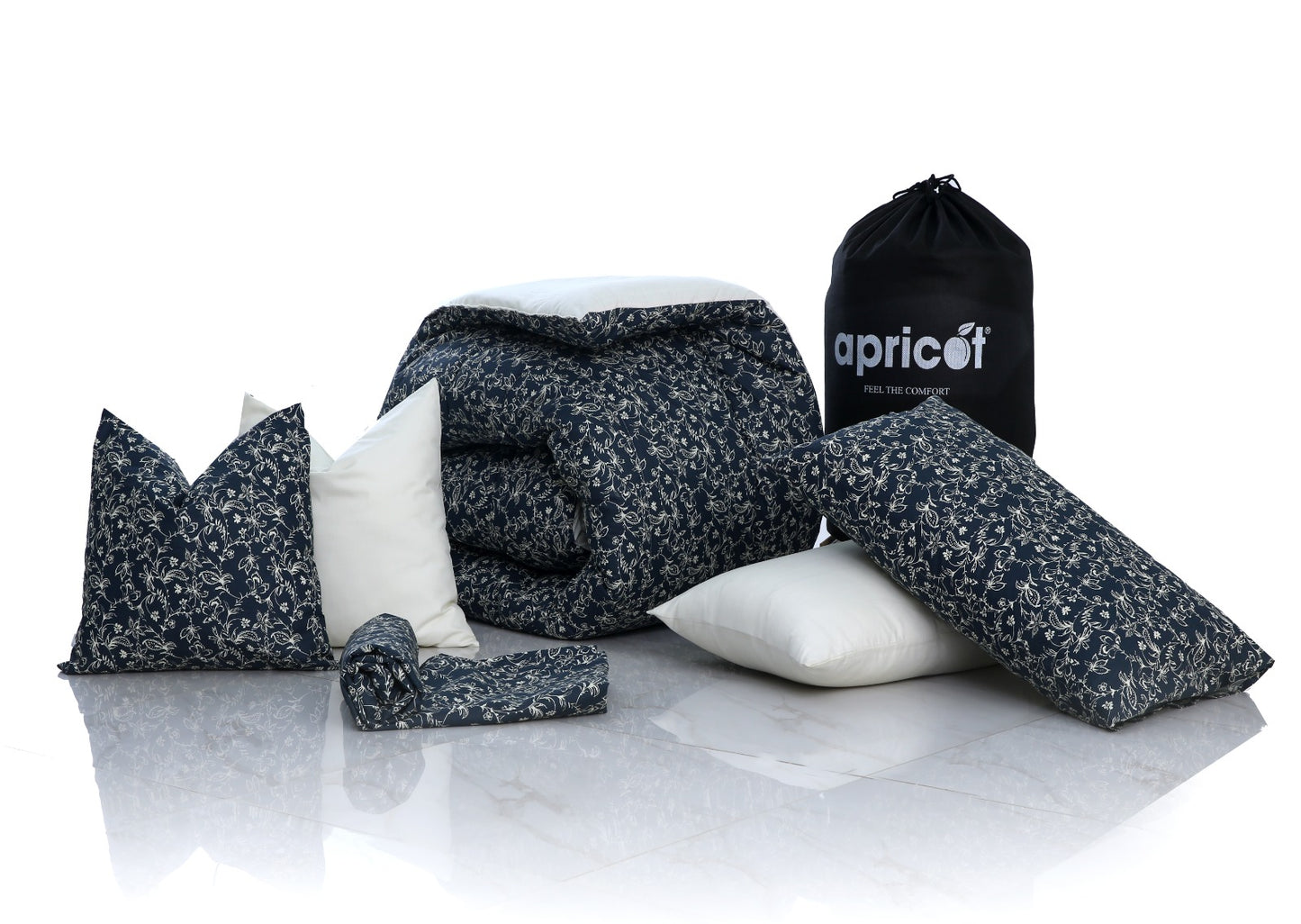 8 PCs Winter Comforter Set-Fleur Comforters Apricot