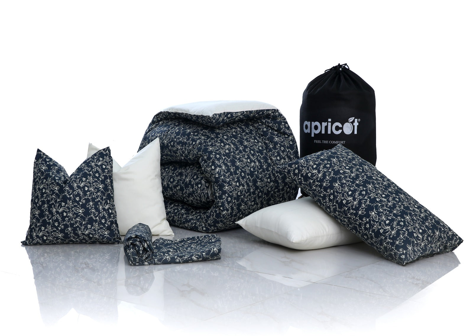 8 PCs Winter Comforter Set-Fleur Comforters Apricot