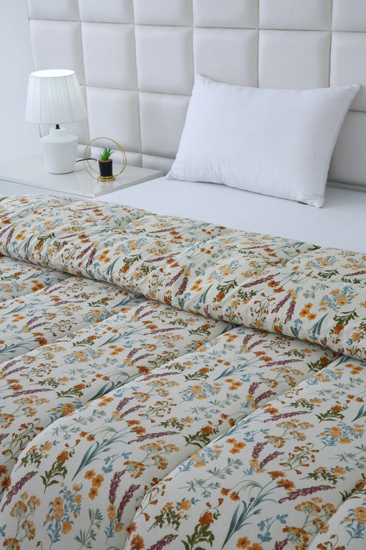 1 PC Single Comforter-Botanical Charm Comforters Apricot