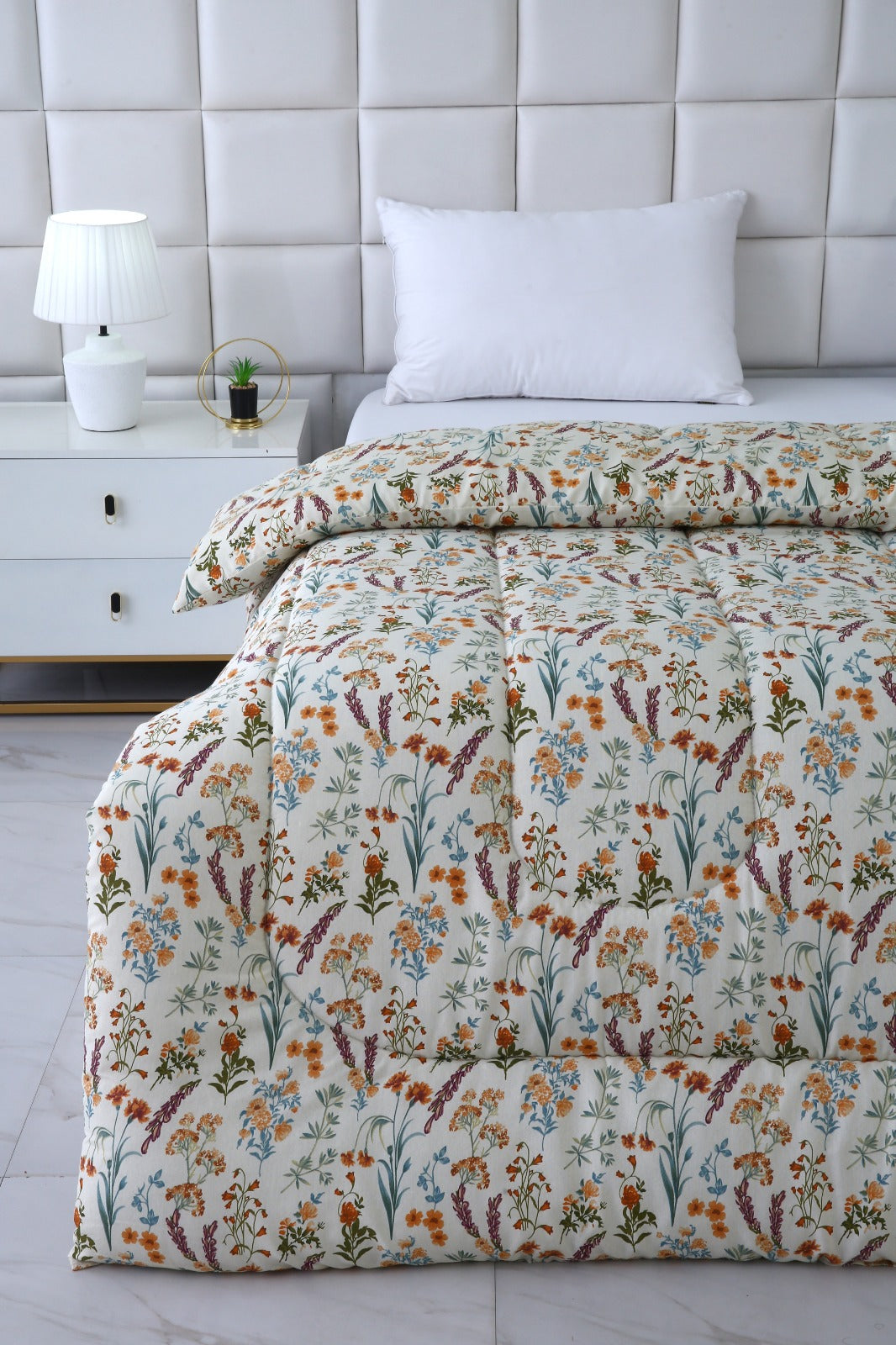 1 PC Double Winter Comforter-Botanical Charm Comforters Apricot
