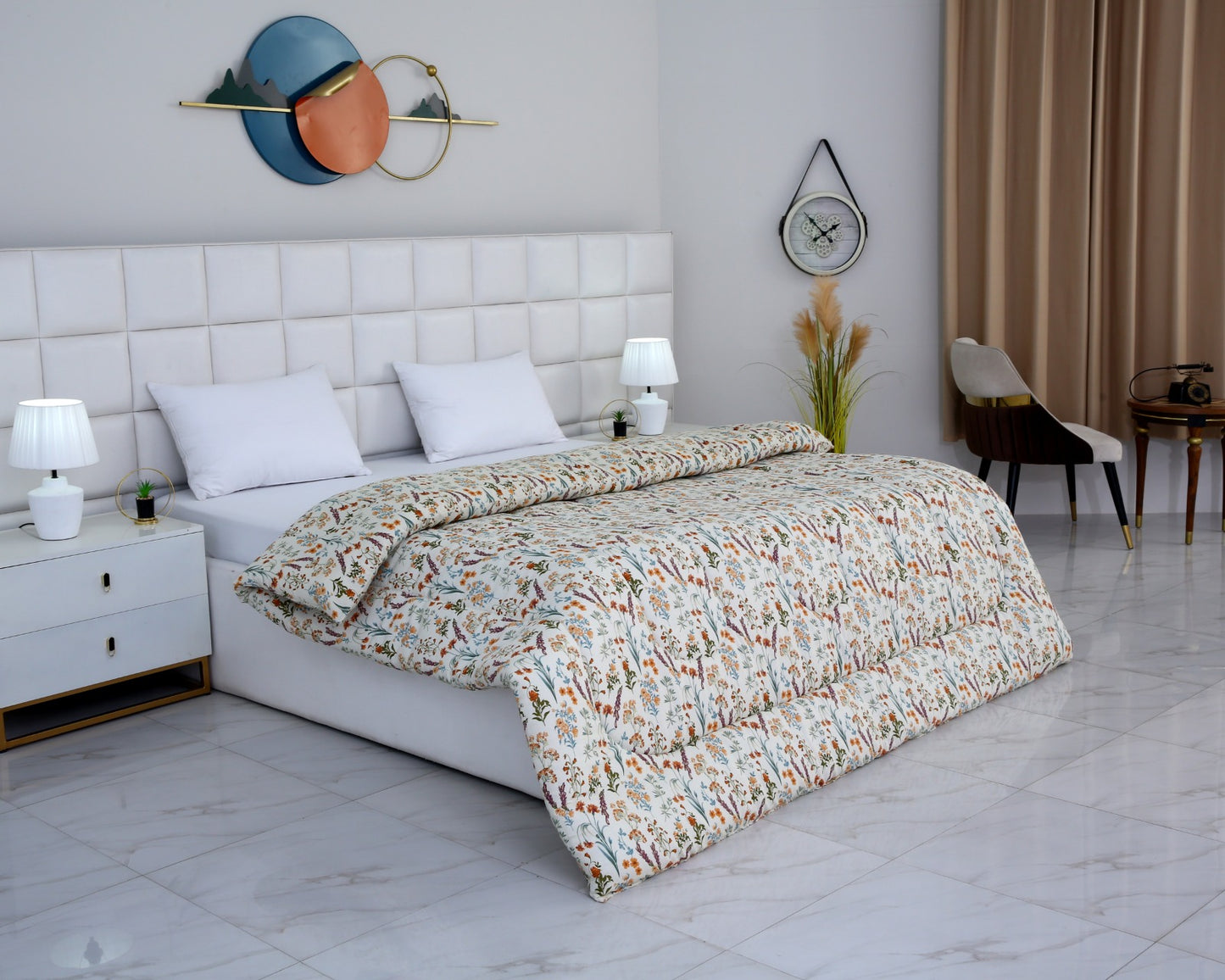 1 PC Double Winter Comforter-Botanical Charm Comforters Apricot