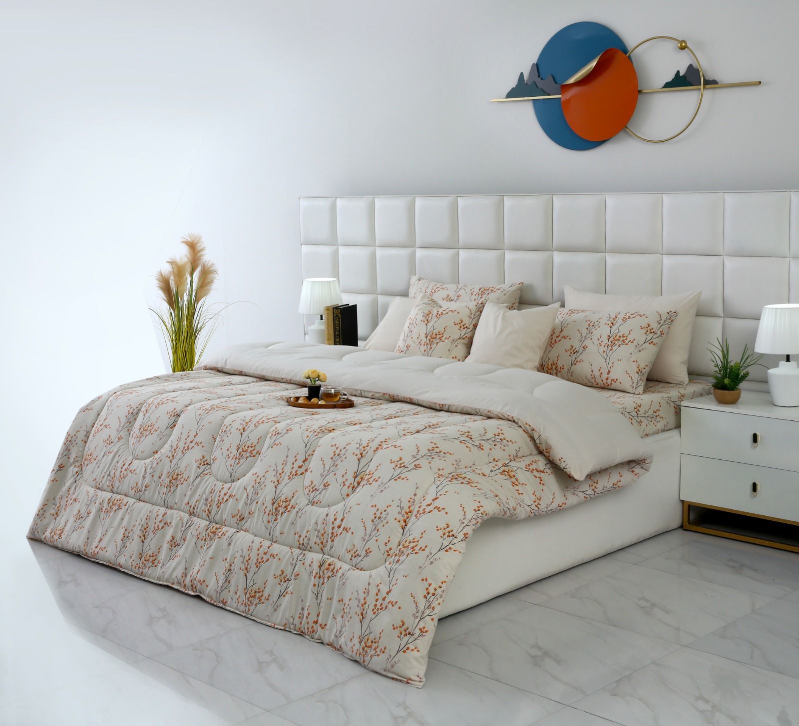 8 PCs Winter Comforter Set-Orange Blossom Comforters Apricot