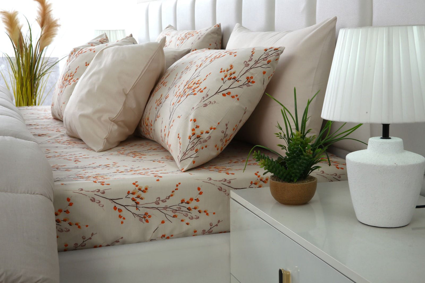 8 PCs Winter Comforter Set-Orange Blossom Comforters Apricot