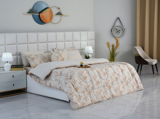 8 PCs Winter Comforter Set-Orange Blossom Comforters Apricot