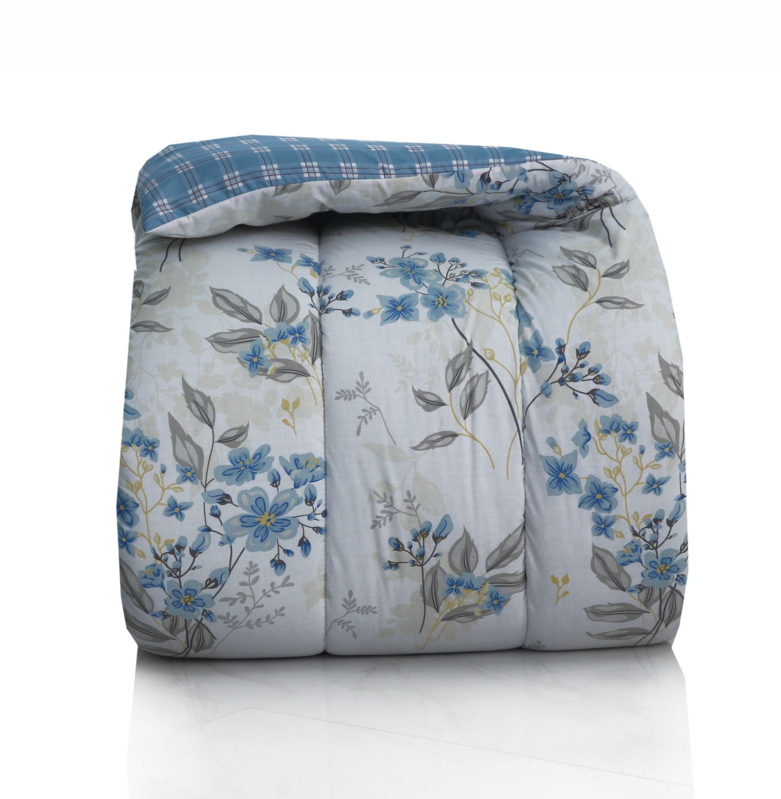 8 PCs Winter Comforter Set-Blue Poppy Comforters Apricot