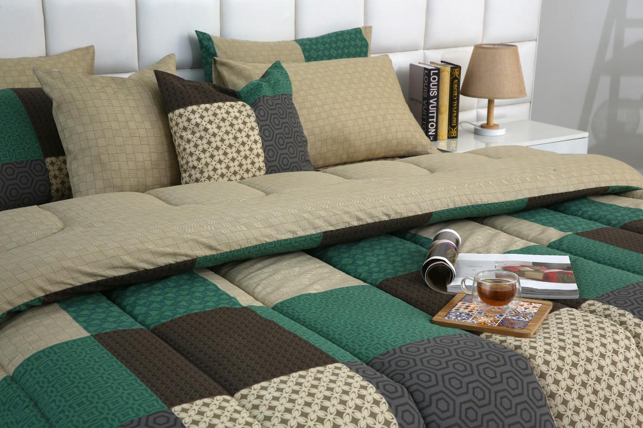 8 PCs Winter Razai Set-Vintage Patchwork Comforters Apricot