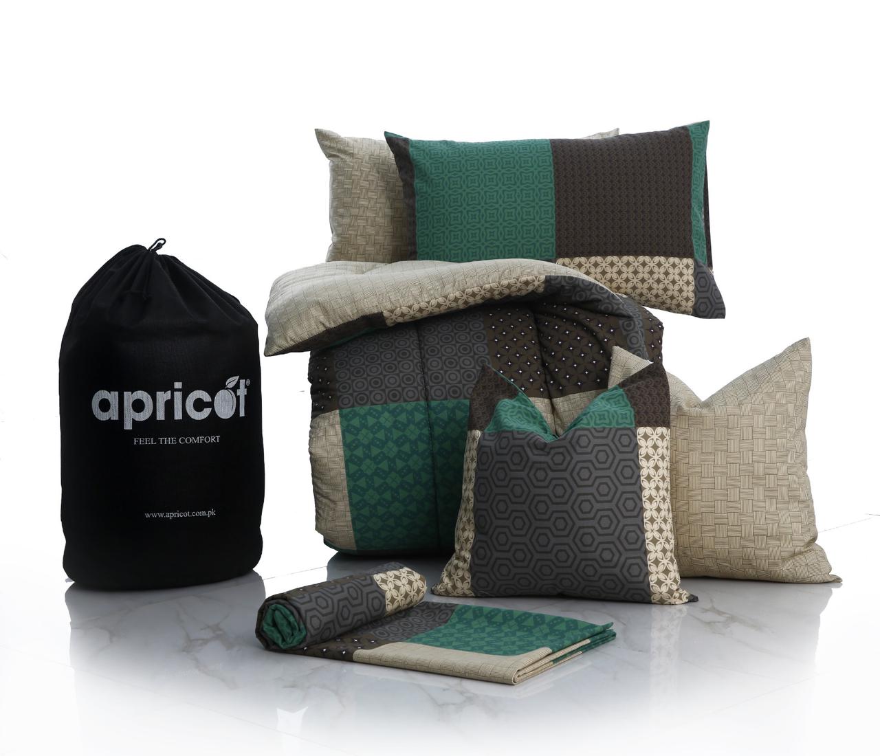 8 PCs Winter Razai Set-Vintage Patchwork Comforters Apricot