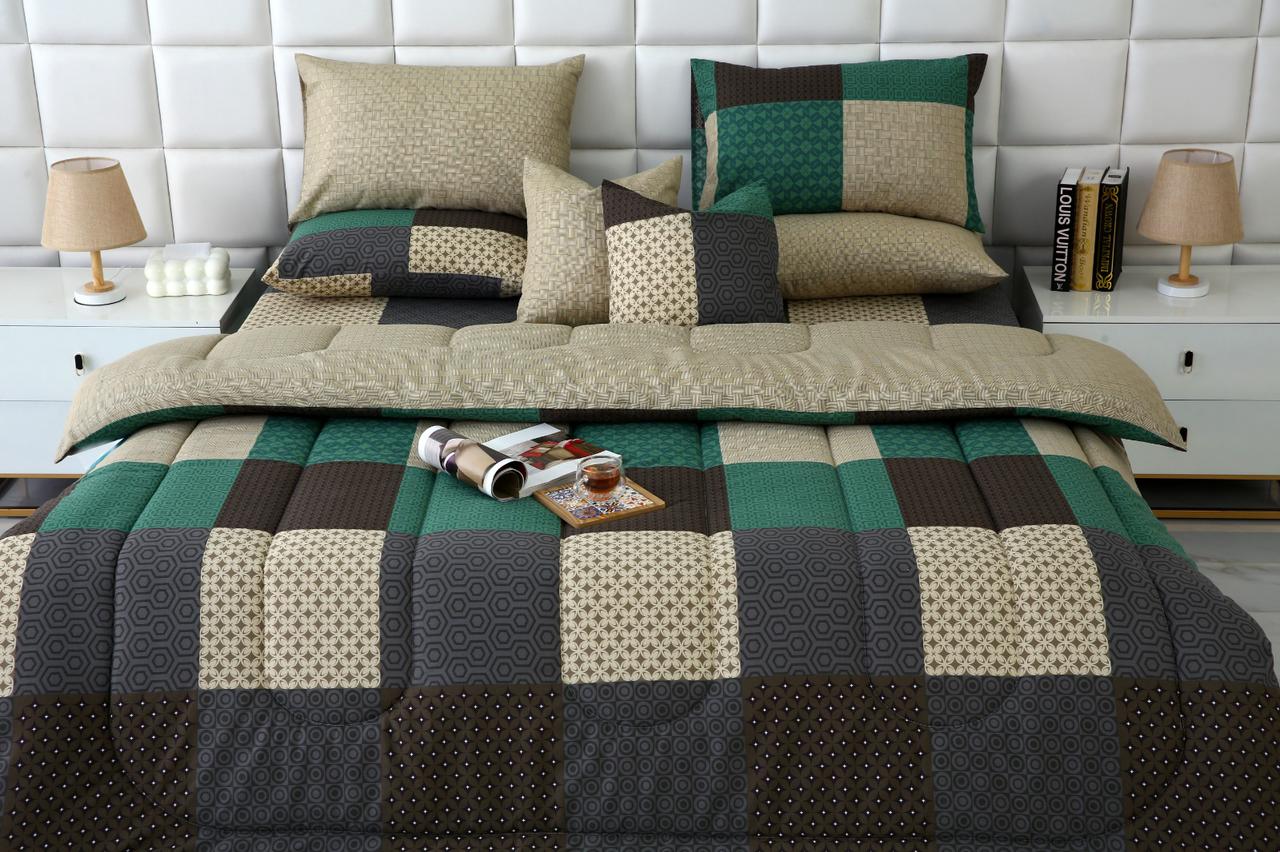 8 PCs Winter Razai Set-Vintage Patchwork Comforters Apricot