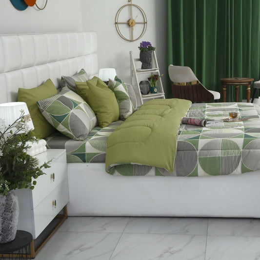5 PCs Single Razai Set- Neo Abstract Comforters Apricot