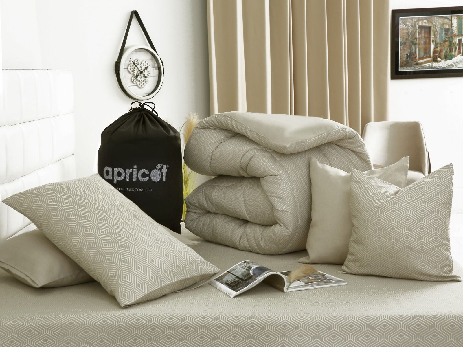 8 PCs Winter Comforter Set-Opus Comforters Apricot