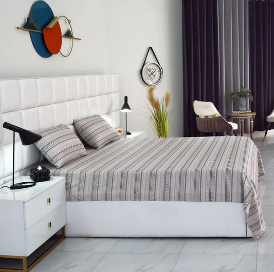 2Pcs Single Bed Sheet- Slate single bed sheet Apricot