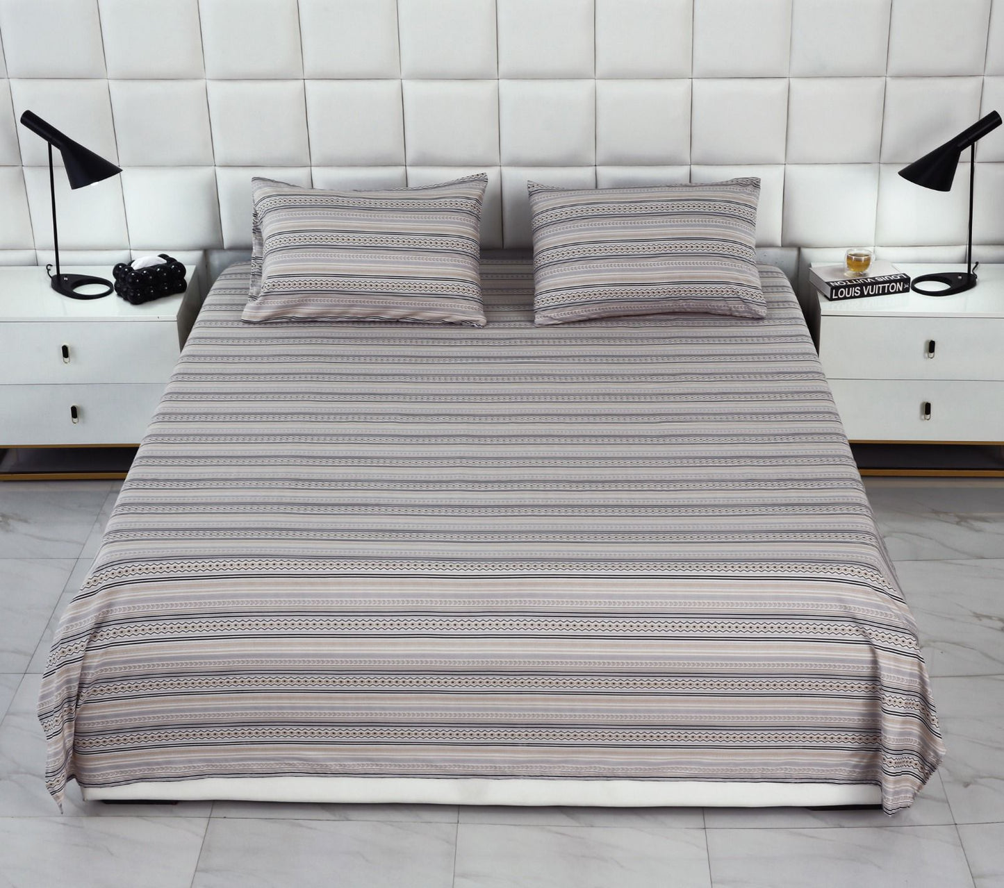 3 PCs Double Bed Sheet-Slate Bed Sheets Apricot