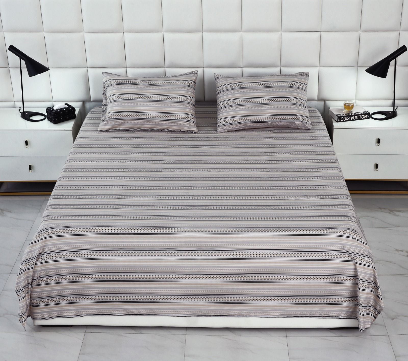 3 PCs Double Bed Sheet-Slate Bed Sheets Apricot