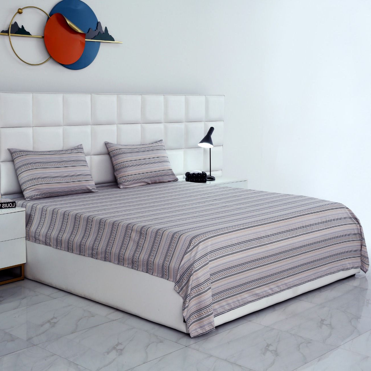 3 PCs Double Bed Sheet-Slate Bed Sheets Apricot