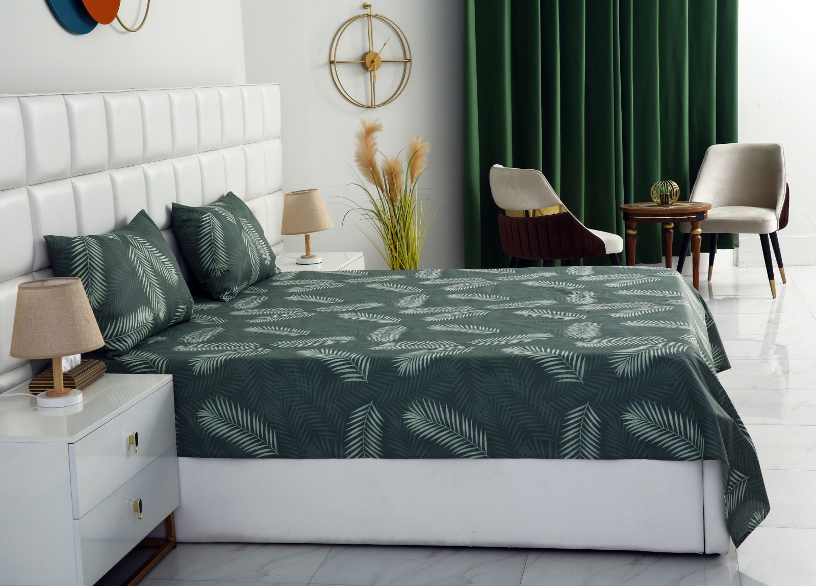 3 PCs Double Bed Sheet-Emerald Feathers Bed Sheets Apricot