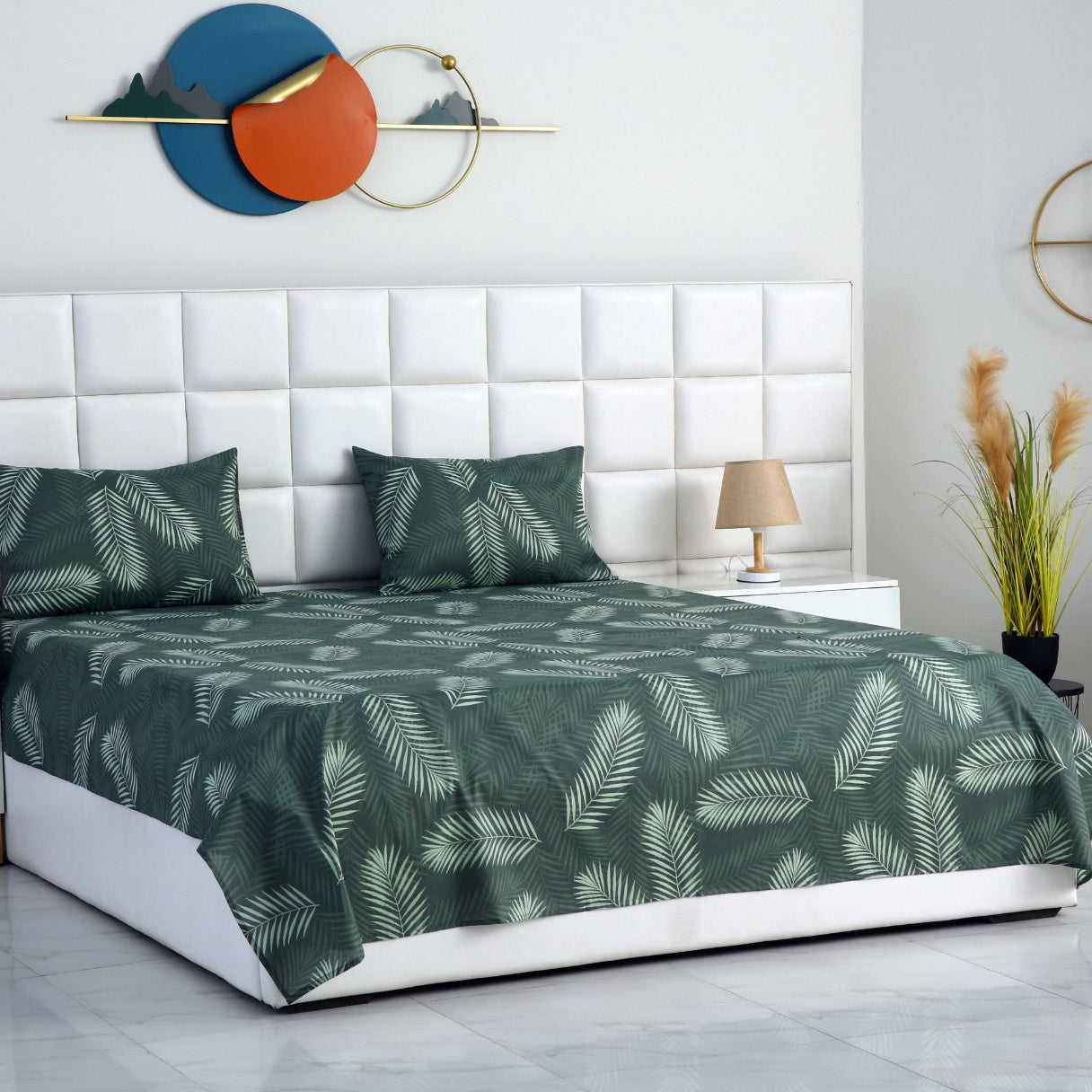 3 PCs Double Bed Sheet-Emerald Feathers Bed Sheets Apricot