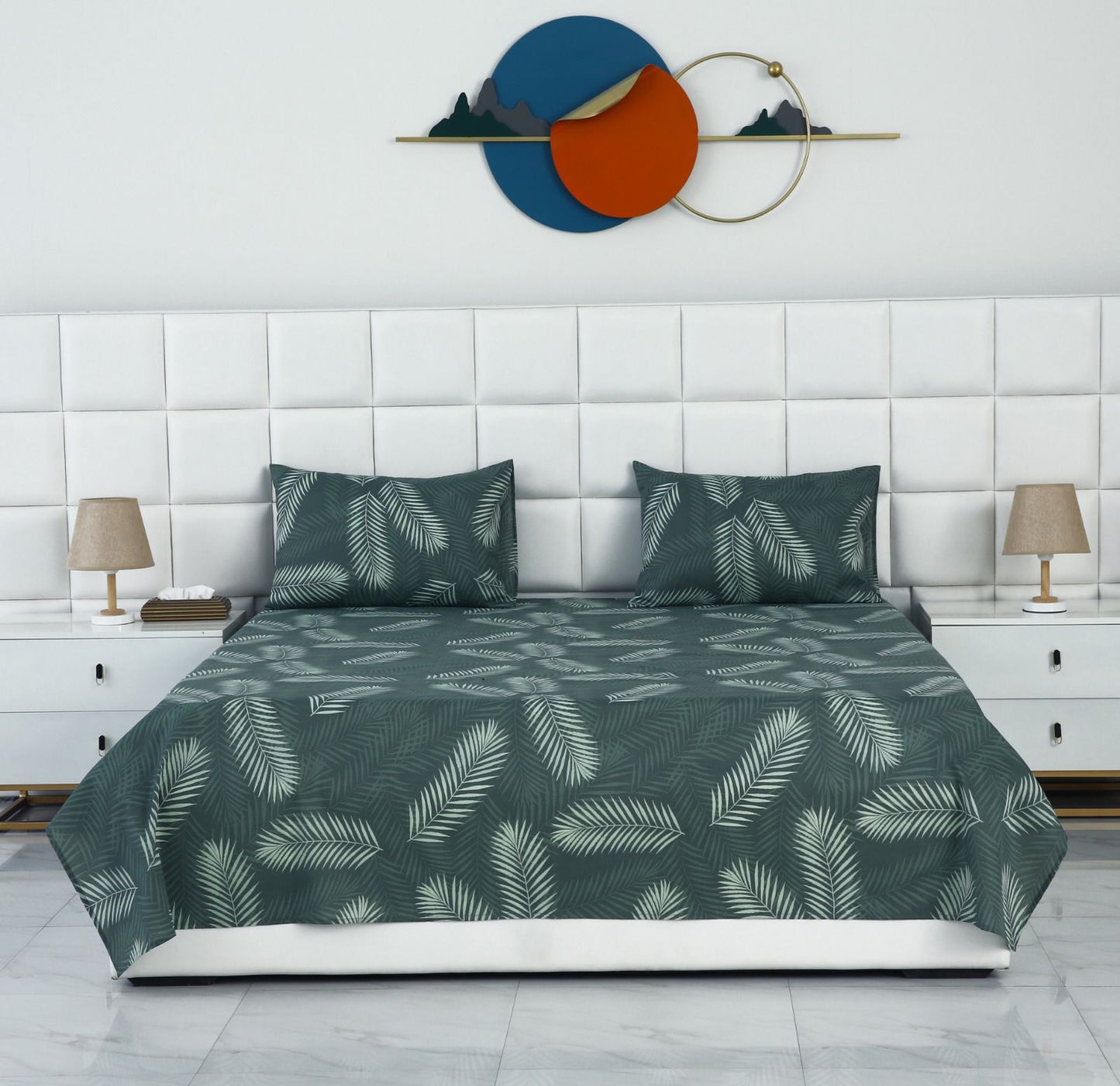 3 PCs Double Bed Sheet-Emerald Feathers Bed Sheets Apricot
