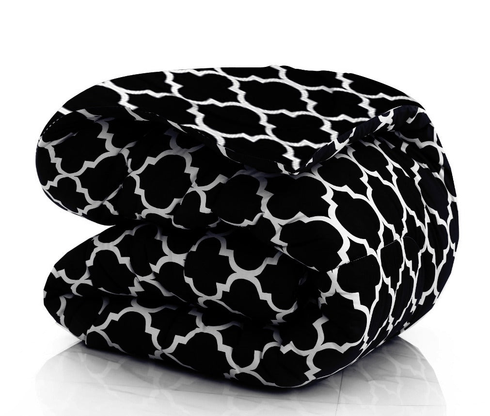 1 PC Single Comforter-Black Geometric Comforters Apricot