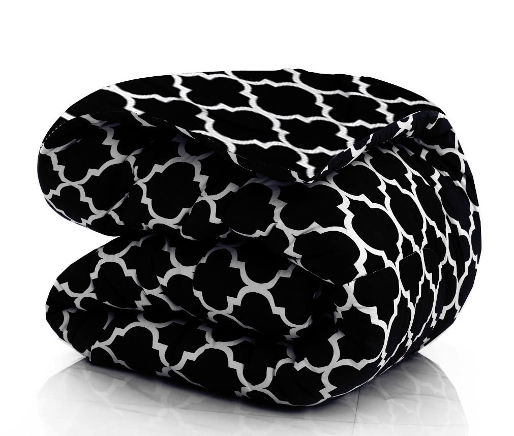 1 PC Single Comforter-Black Geometric Comforters Apricot