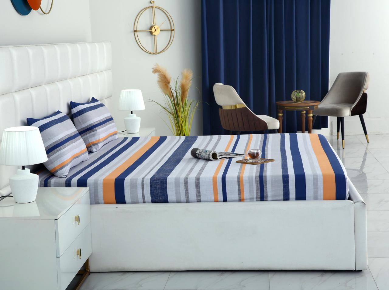 Fitted Bed Sheet-Multi Bands Fitted Sheets Apricot