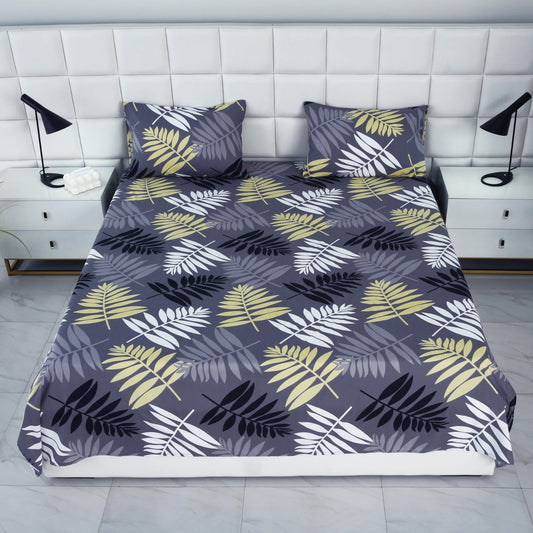 3 PCs Bed Sheet-Black Feathers BED SHEET Apricot