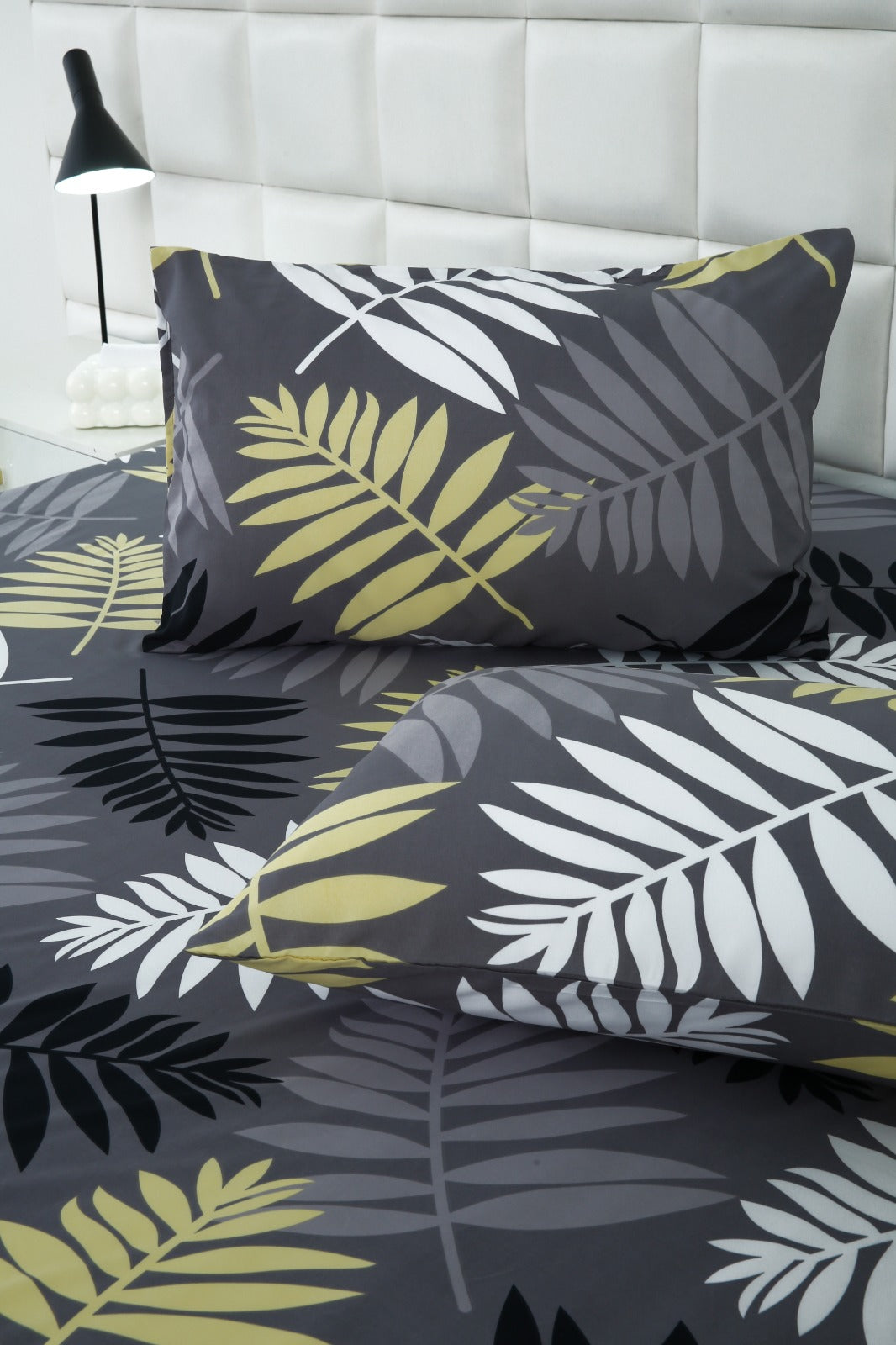 3 PCs Bed Sheet-Black Feathers BED SHEET Apricot