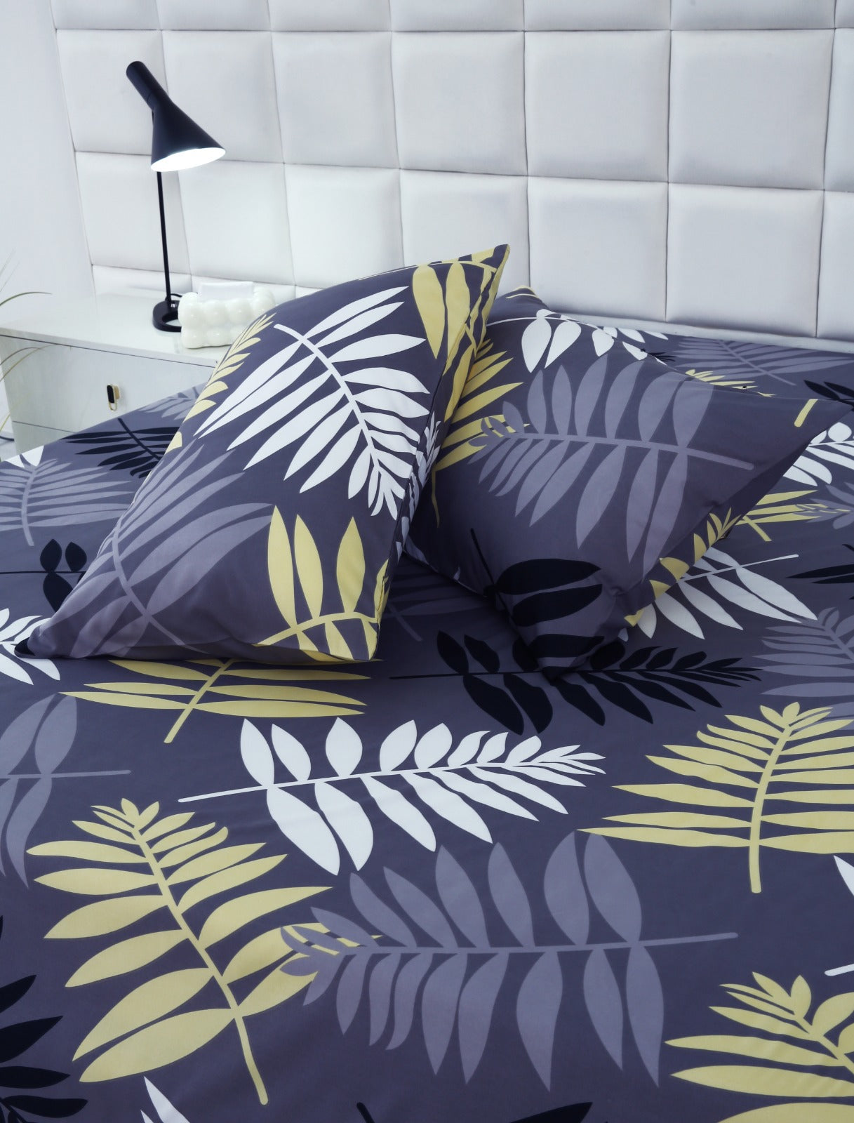 2Pcs Single Bed Sheet-Black Feathers single bed sheet Apricot