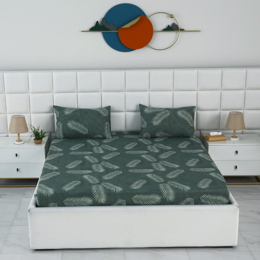 Fitted Bed Sheet-Emerald Feathers Fitted Sheets Apricot