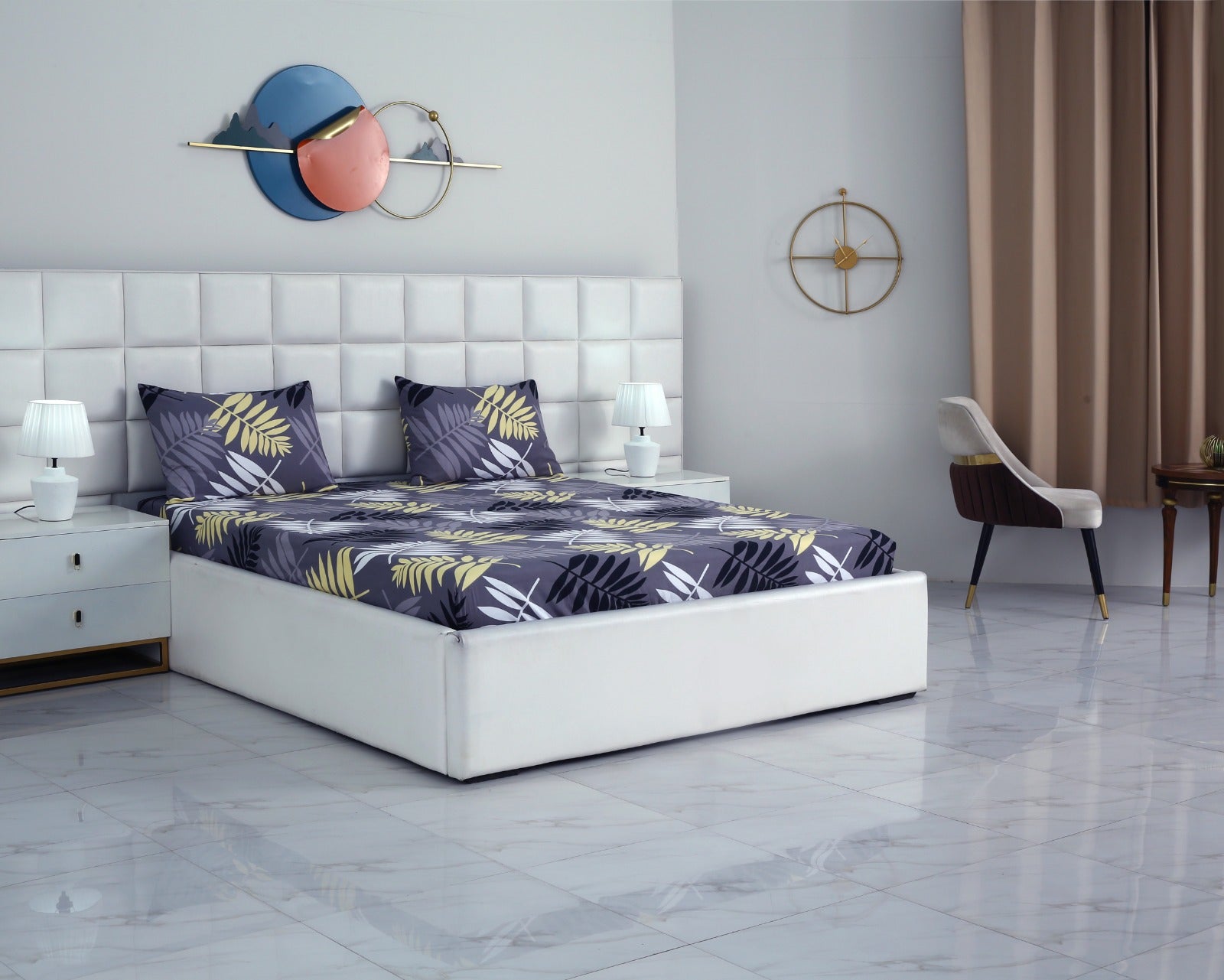 Fitted Bed Sheet-Black Feathers Fitted Sheets Apricot