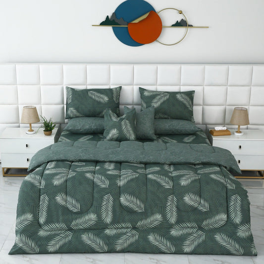 8 PCs Winter Comforter Set-Emerald Feathers Comforters Apricot