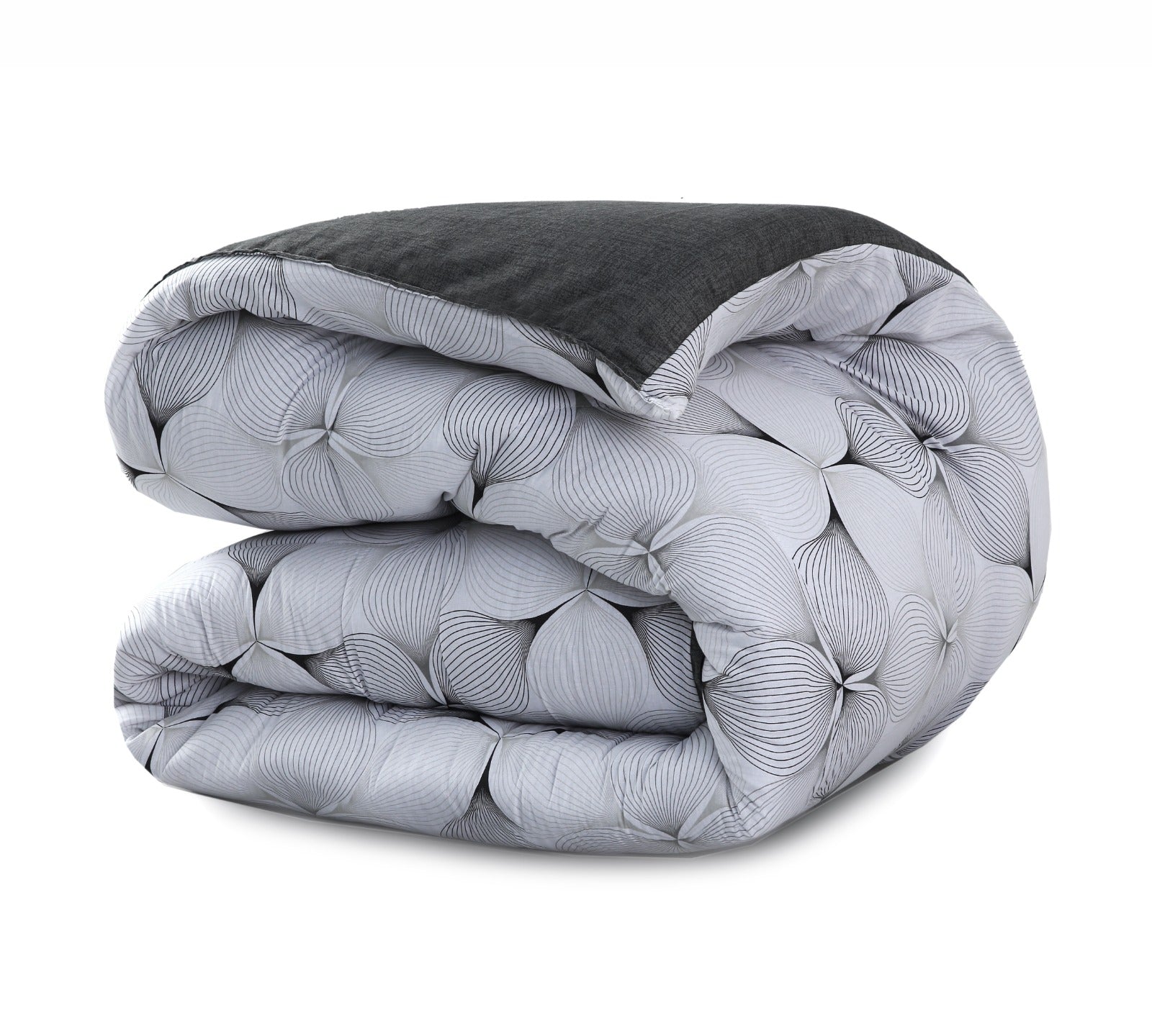 8 PCs Winter Comforter Set-Pitch Grey Comforters Apricot