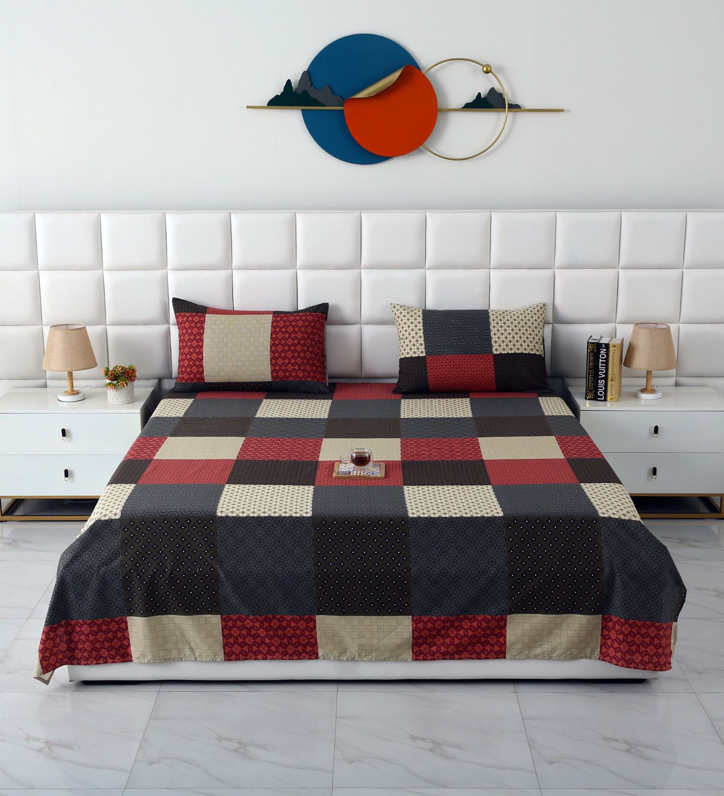 3 PCs Double Bed Sheet-Aurora Bed Sheets Apricot