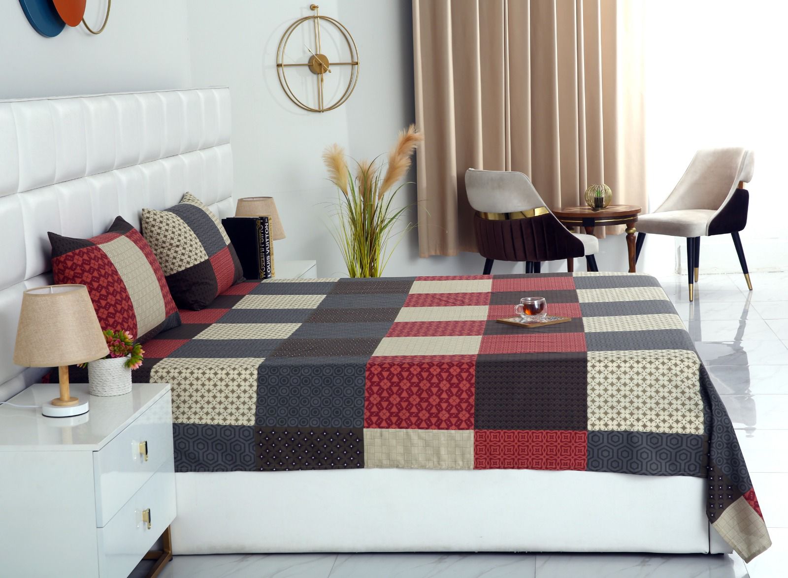 3 PCs Double Bed Sheet-Aurora Bed Sheets Apricot