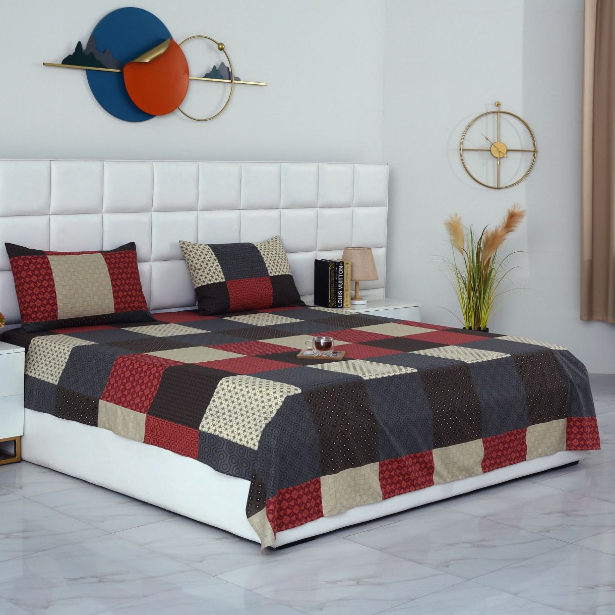 3 PCs Double Bed Sheet-Aurora Bed Sheets Apricot