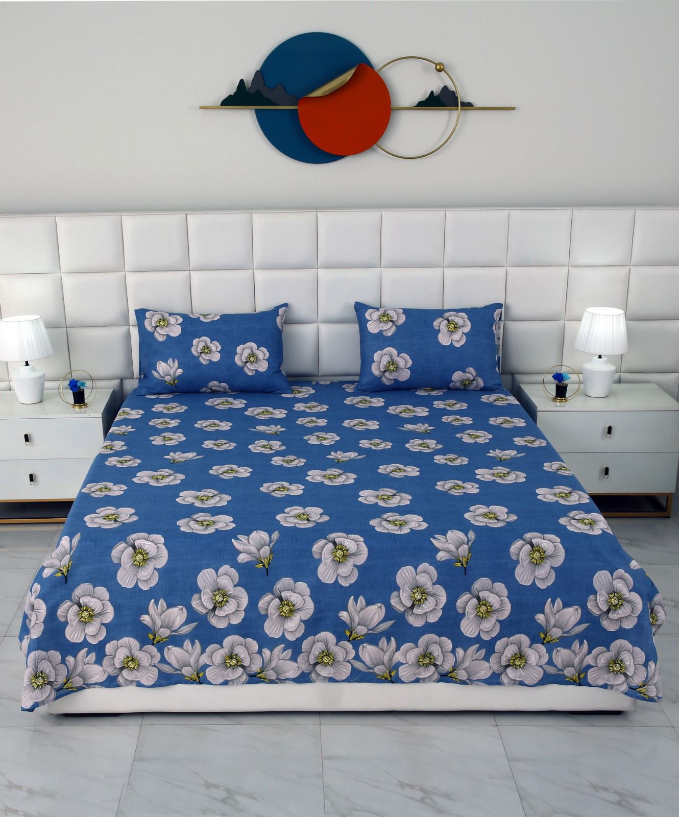 3 PCs Double Bed Sheet-White Orchid Bed Sheets Apricot
