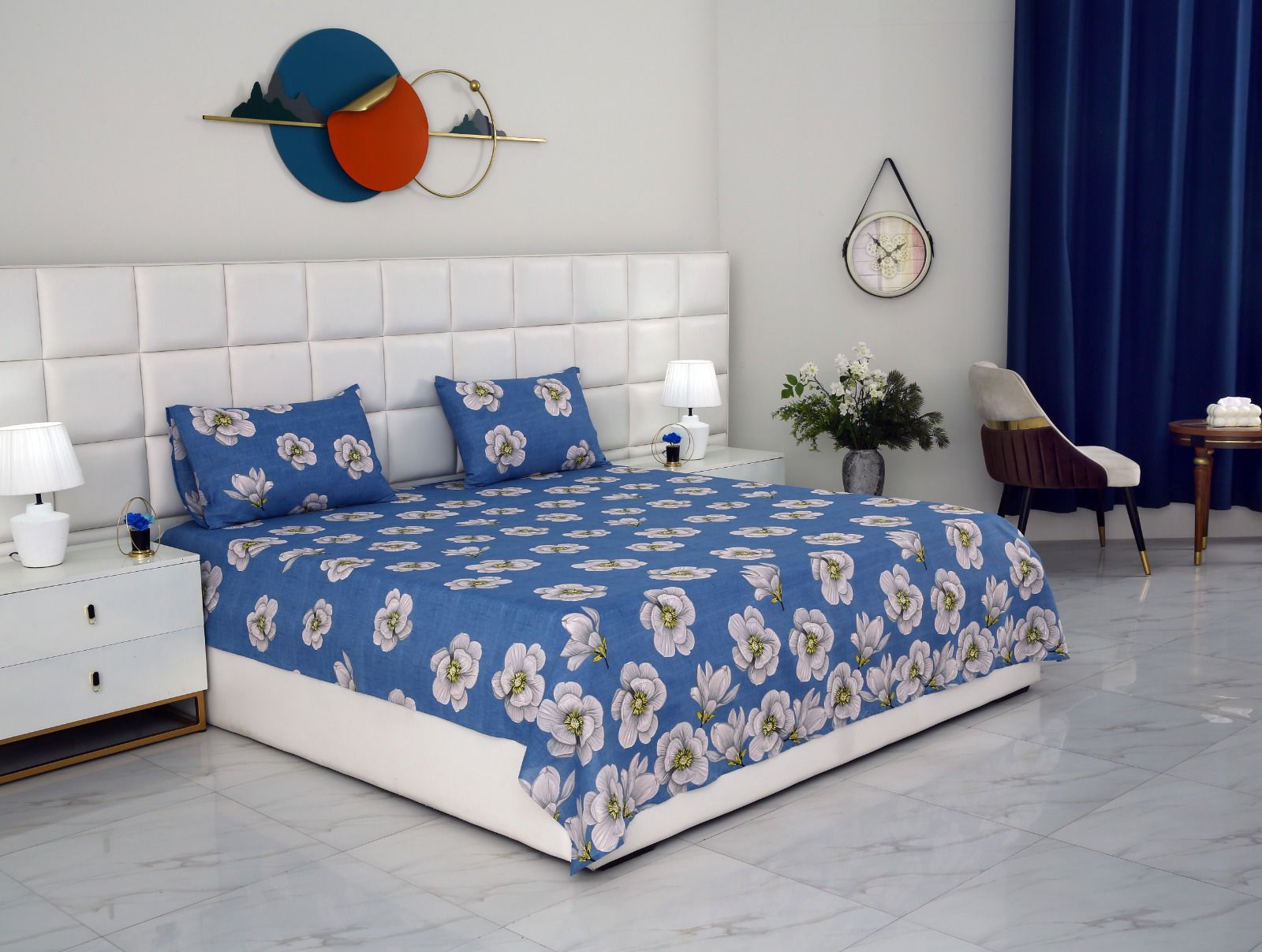 2Pcs Single Bed Sheet-White Orchid single bed sheet Apricot