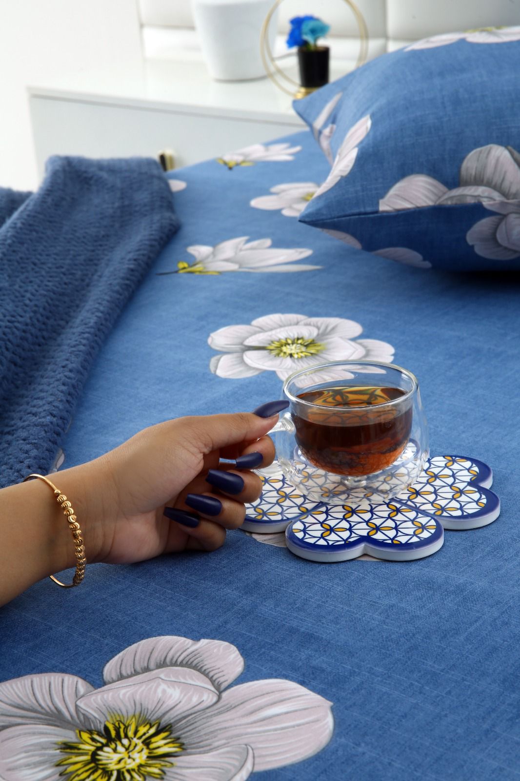 2Pcs Single Bed Sheet-White Orchid single bed sheet Apricot